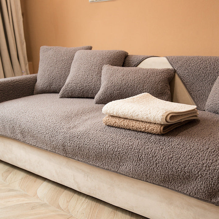 Vallborg | Sherpa Fleece Sofa Cover with Non-Slip &amp; Lint-Free Finish