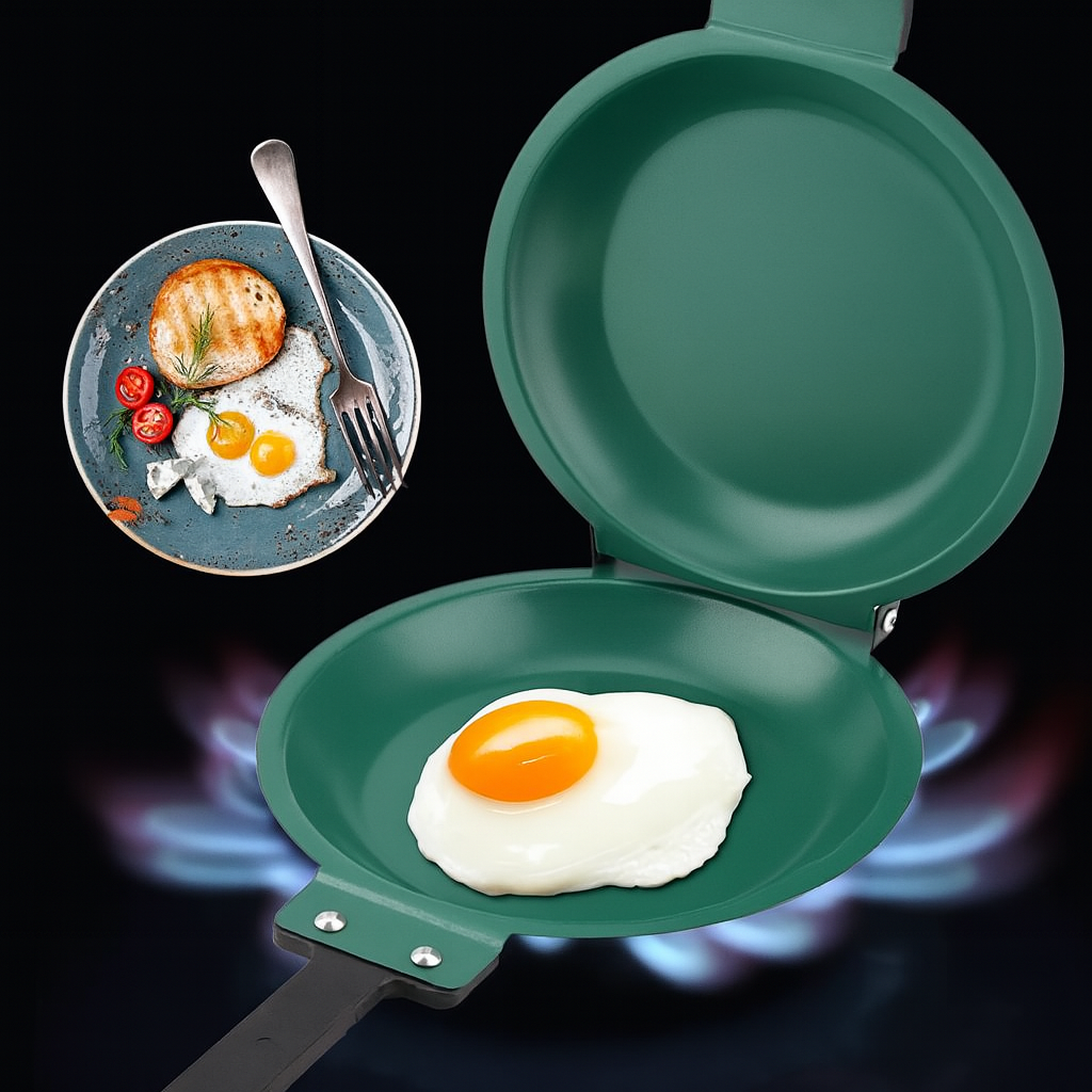 Double-Sided Kitchen Pan | Non-Stick Coating | Stainless Steel Pan with Handles | Ø19cm