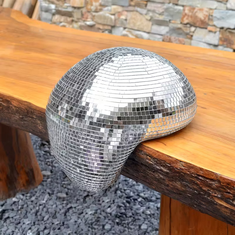 MeltBall™ Silver Molten Disco Ball Sculpture | Mirrored Glass Art Object