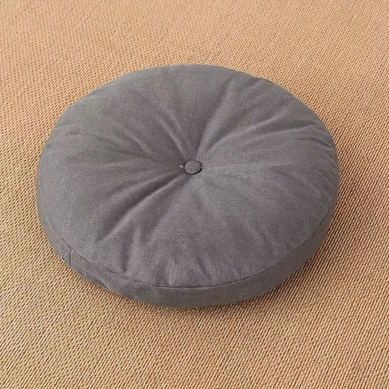 Japandi Linen Floor Cushion | Round, 40 cm, Removable Cover