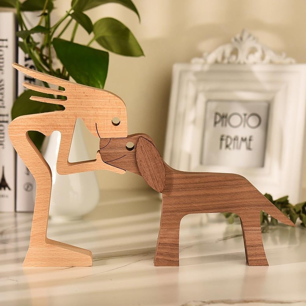 Handmade Wooden Dog Love Sculpture | Symbol of Bonding &amp; Comfort