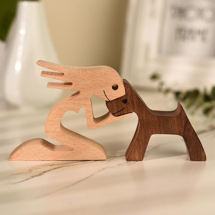 Handmade Wooden Dog Love Sculpture | Symbol of Bonding &amp; Comfort