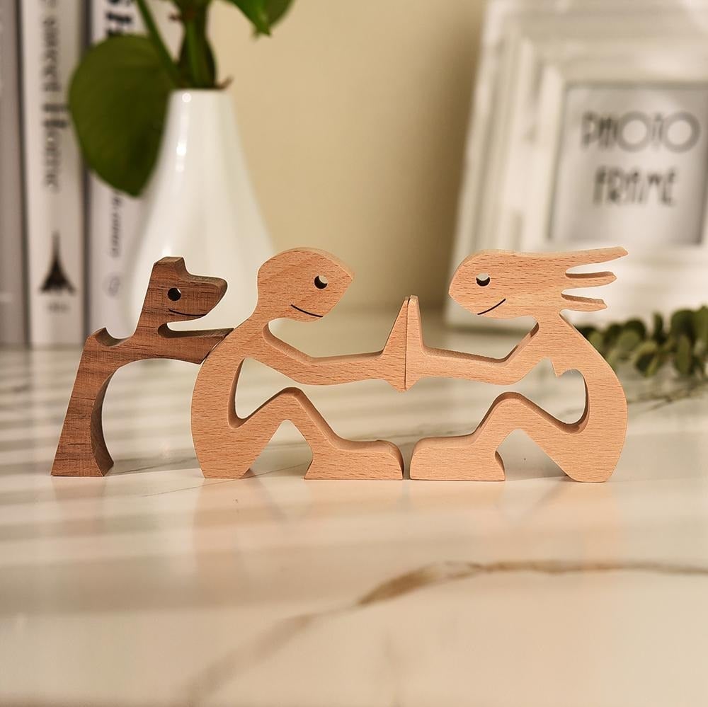 Handmade Wooden Dog Love Sculpture | Symbol of Bonding &amp; Comfort