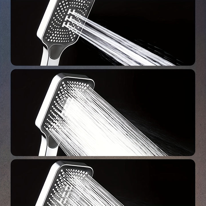 Square Adjustable Shower Head | Complete Package with Hose &amp; Hanger – Universal Connection