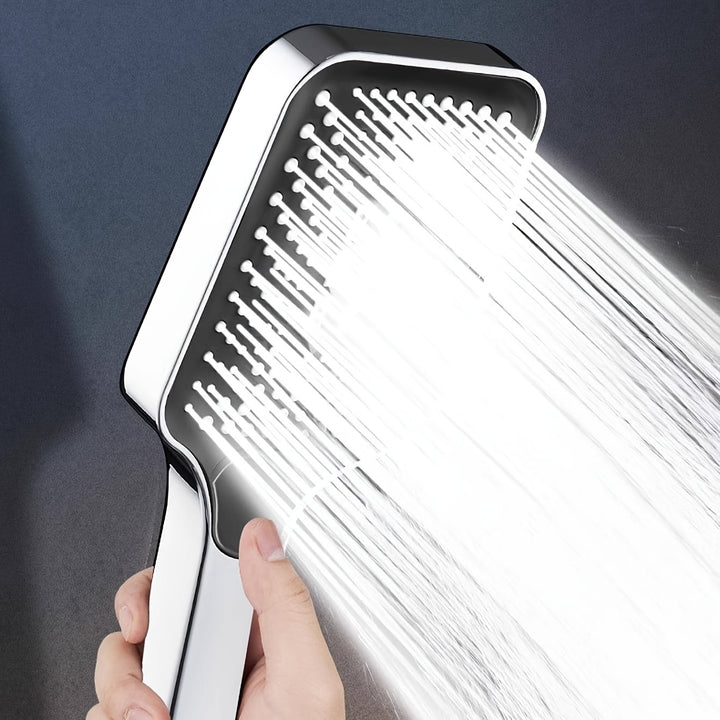 Square Adjustable Shower Head | Complete Package with Hose &amp; Hanger – Universal Connection