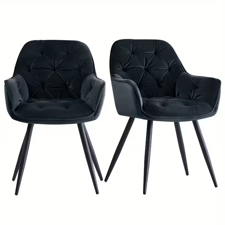 Modern Dining Chair | Velvet Upholstery &amp; Metal Legs