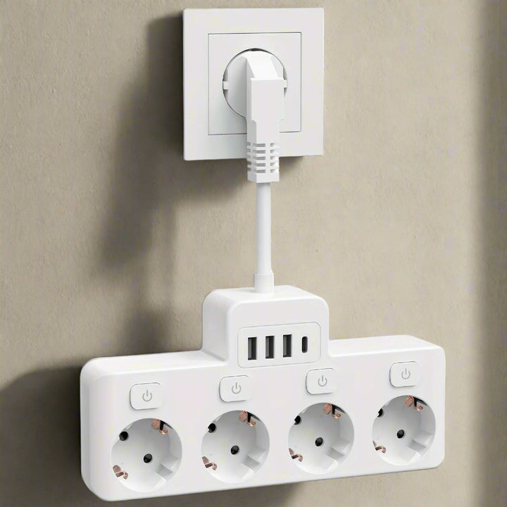 PowerHub Adapter | Efficient power solution with 4 outlets and USB ports 