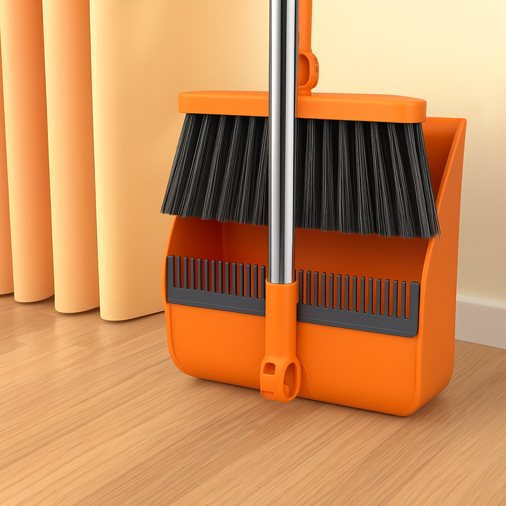 Broom and Dustpan Set with Long Handle | Easily Remove Dirt