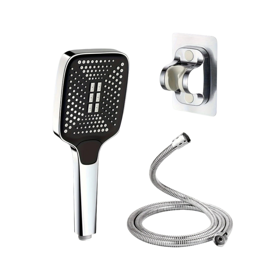 Square Adjustable Shower Head | Complete Package with Hose &amp; Hanger – Universal Connection