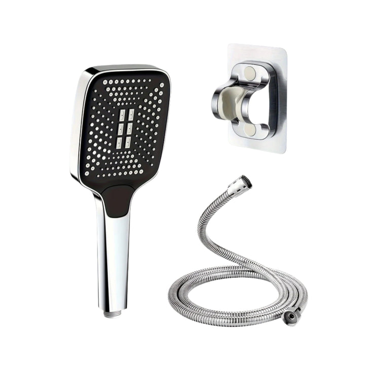 Square Adjustable Shower Head | Complete Package with Hose &amp; Hanger – Universal Connection