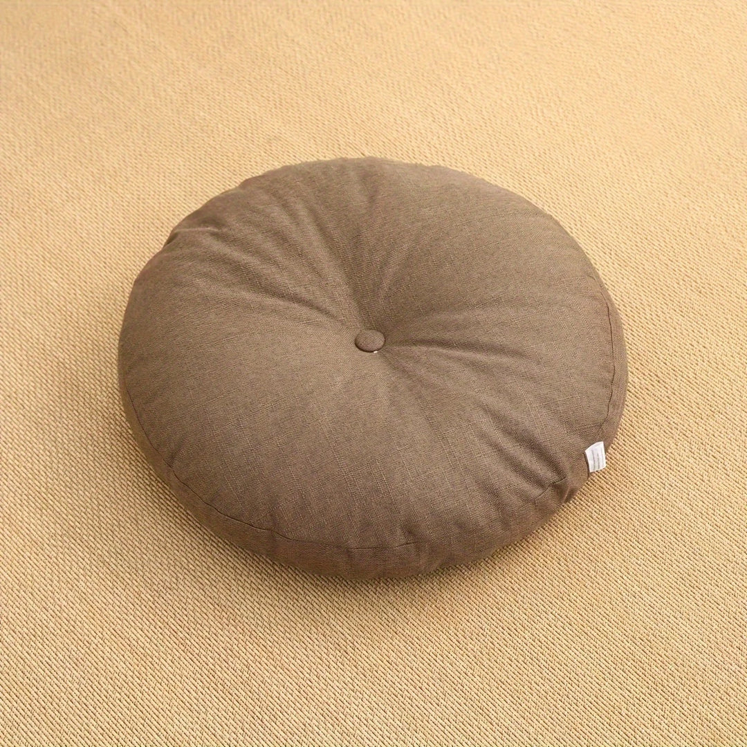 Japandi Linen Floor Cushion | Round, 40 cm, Removable Cover