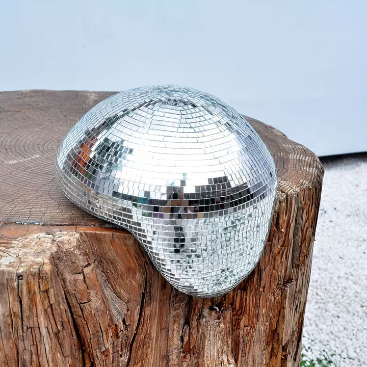 MeltBall™ Silver Molten Disco Ball Sculpture | Mirrored Glass Art Object