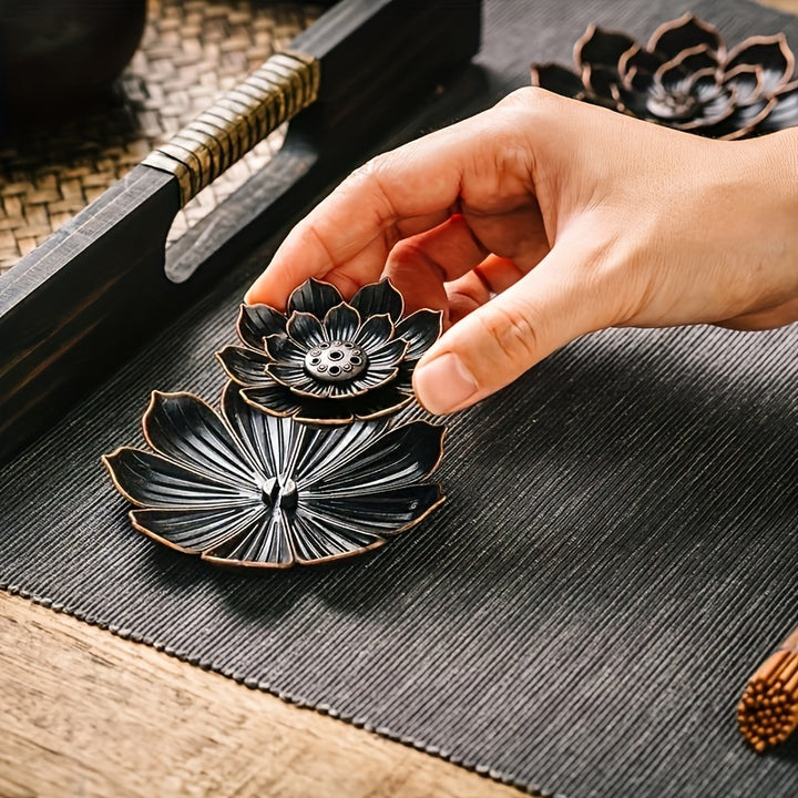 Brass Lotus Incense Burner | Elegant diffuser with removable ashtray