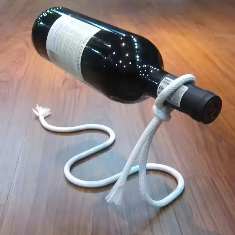 MagicWine™ Floating Wine Holder – Stainless Steel Illusion Wine Rack in Rope Shape