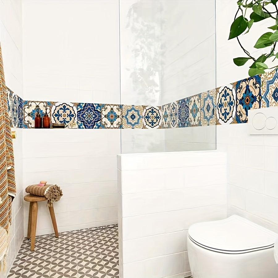 DIY Moroccan Tile Stickers | Waterproof PVC Wall Stickers for Kitchen &amp; Bathroom