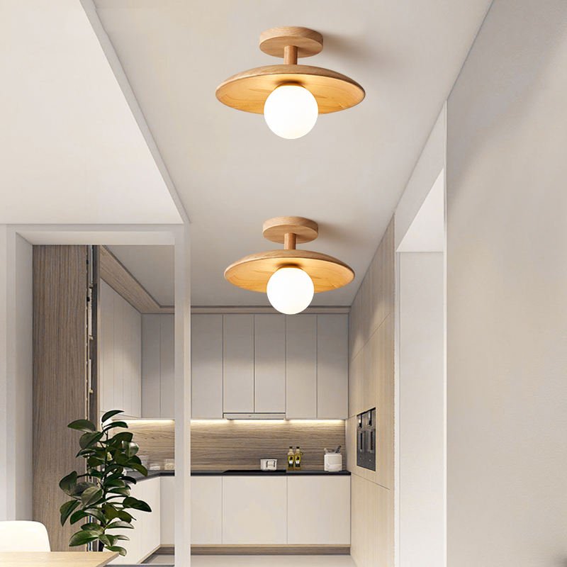 Japanese Wooden Ceiling Lamp | Timeless Elegance &amp; Modern Ambience | LED Compatible | E27 Fitting
