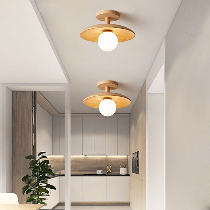 Japanese Wooden Ceiling Lamp | Timeless Elegance &amp; Modern Ambience | LED Compatible | E27 Fitting
