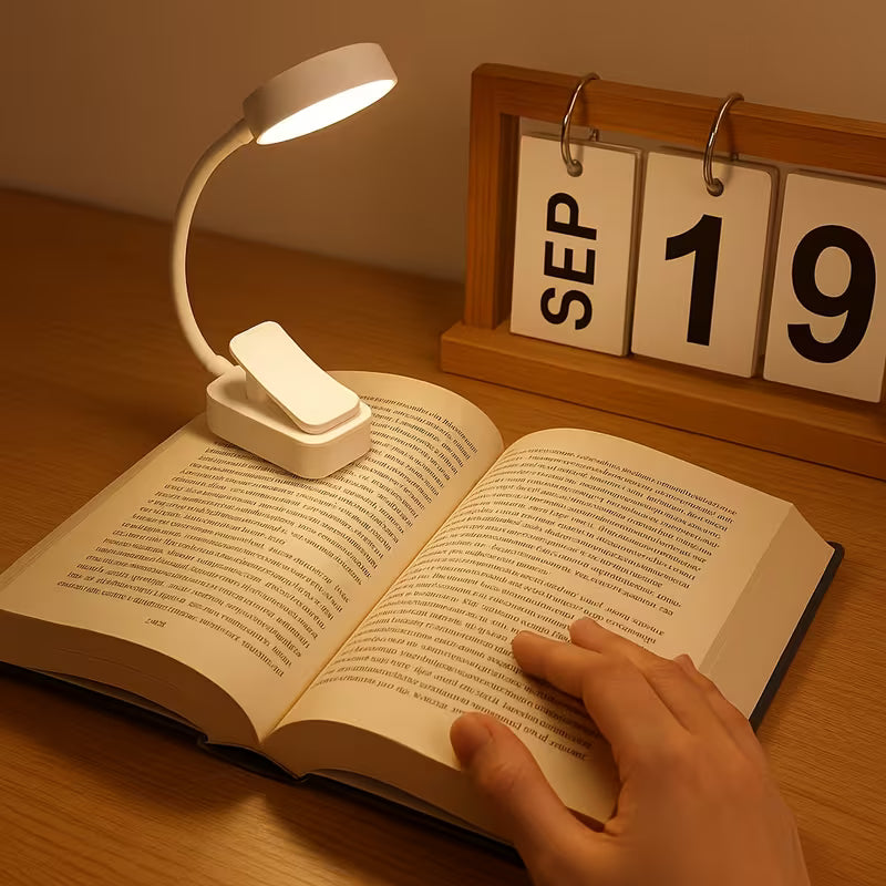 FlexiRead™ Clip-On Reading Light – Dimmable LED with 3 Colors for Reading