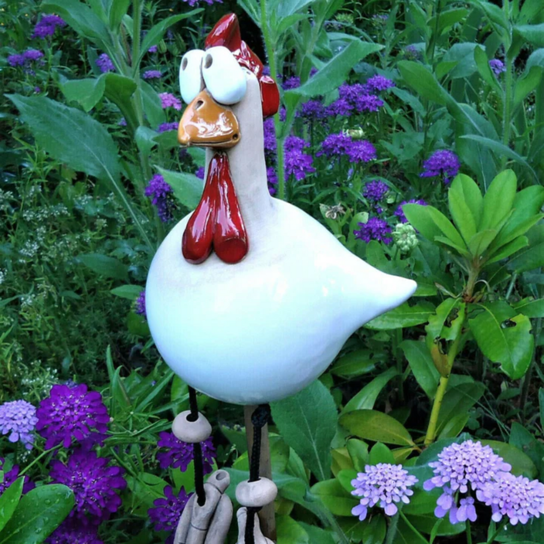 Happy Garden Chickens | Decorative Garden Statues | Colorful Outdoor Decorations