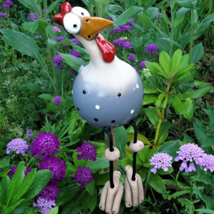 Happy Garden Chickens | Decorative Garden Statues | Colorful Outdoor Decorations