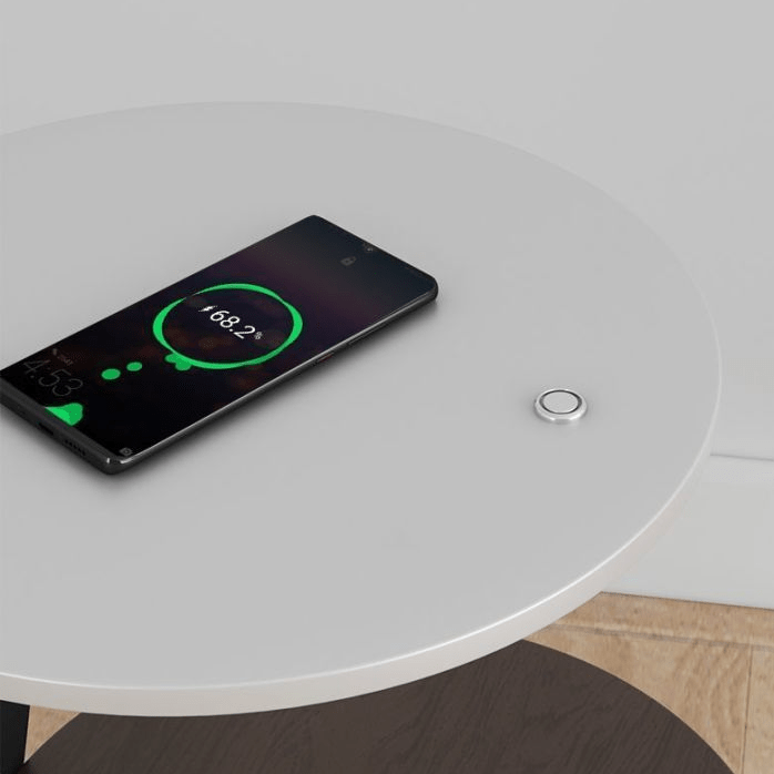 Modern Side Table with Wireless Charger &amp; Built-in Lamp | 60×36×34 cm