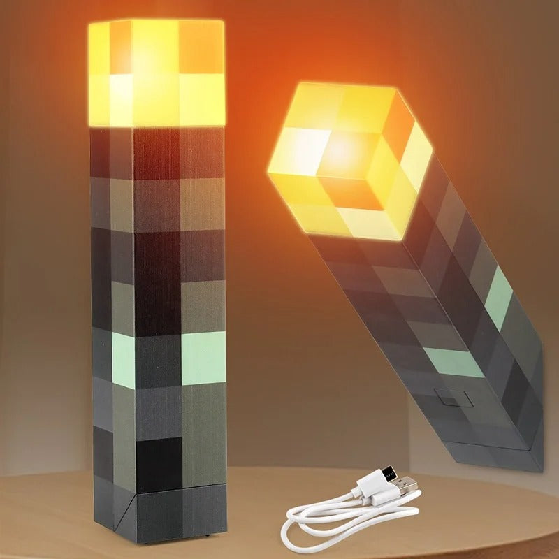 Minecraft Torch LED Light | Rechargeable Night Light, Table Lamp &amp; Wall Lamp