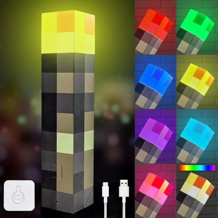 Minecraft Torch LED Light | Rechargeable Night Light, Table Lamp &amp; Wall Lamp