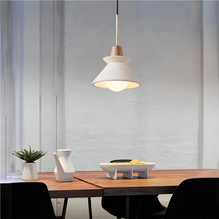 White Tapered Pendant Lamp | Scandinavian Design | 24 cm