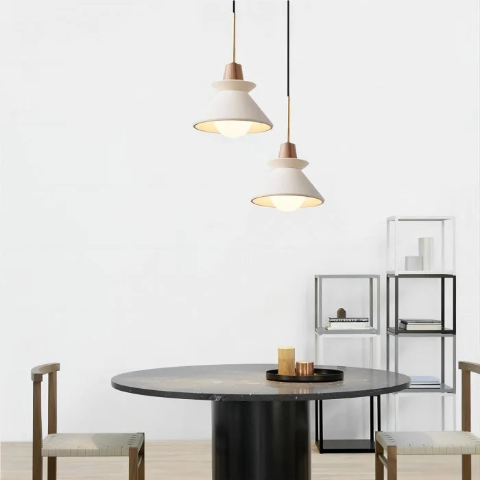 White Tapered Pendant Lamp | Scandinavian Design | 24 cm