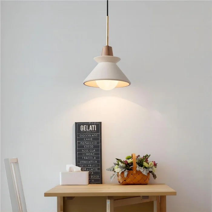 White Tapered Pendant Lamp | Scandinavian Design | 24 cm