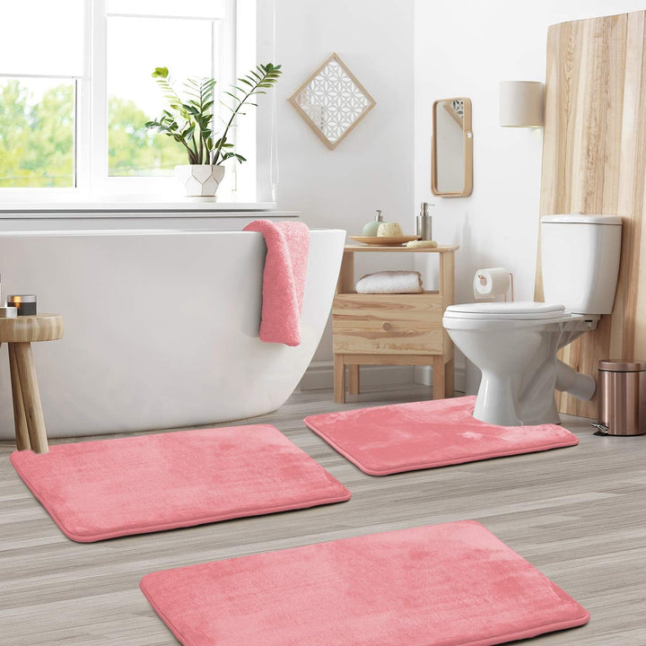 VelvaLuxe Memory Foam Bath Mat Set | 3-piece | Ultra-soft &amp; Non-slip