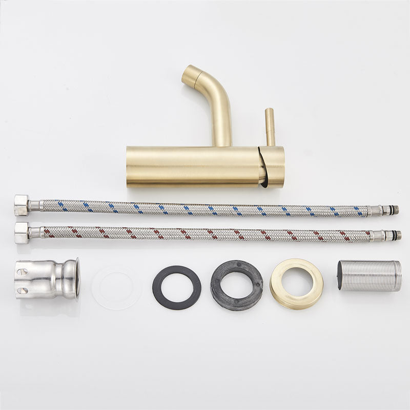 Modern bath tap in brushed gold