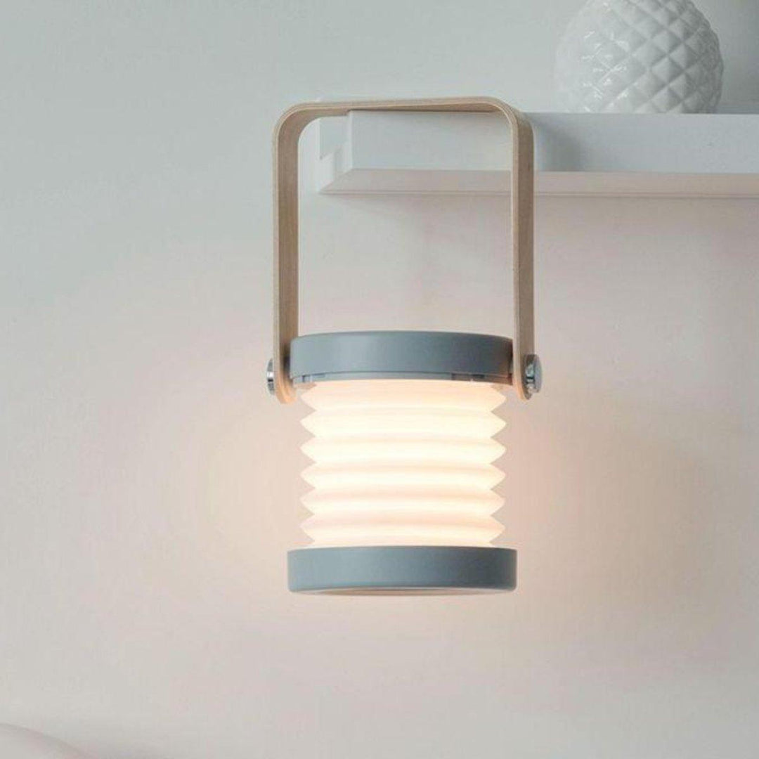 Foldable Night Light with Wooden Handle | Portable LED Reading Lamp &amp; Lantern
