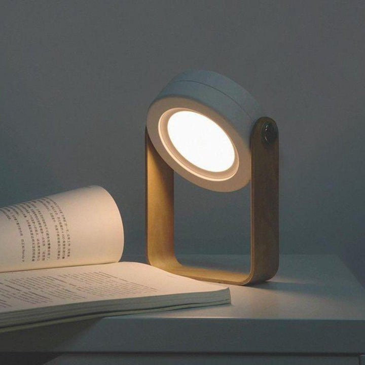 Foldable Night Light with Wooden Handle | Portable LED Reading Lamp &amp; Lantern