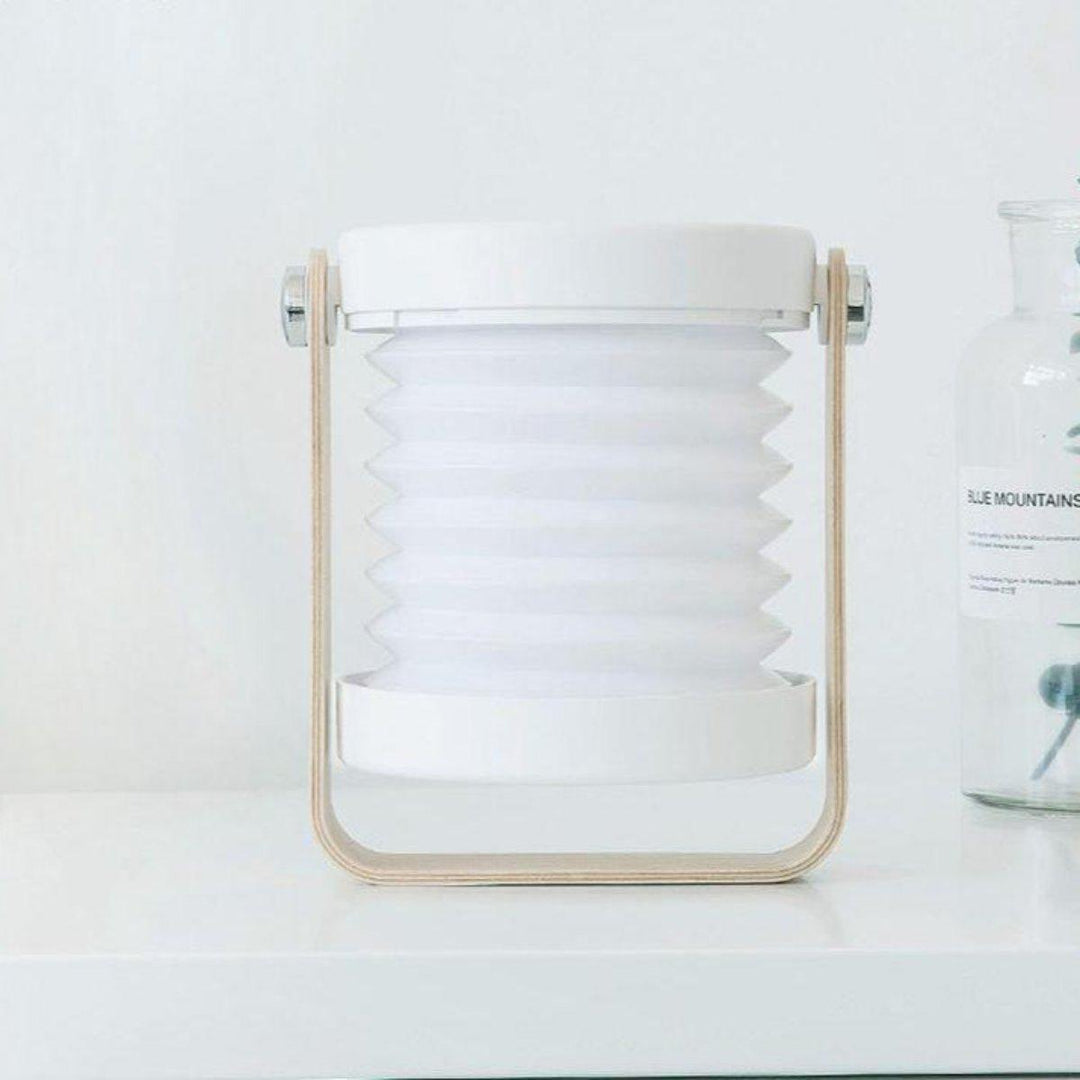Foldable Night Light with Wooden Handle | Portable LED Reading Lamp &amp; Lantern