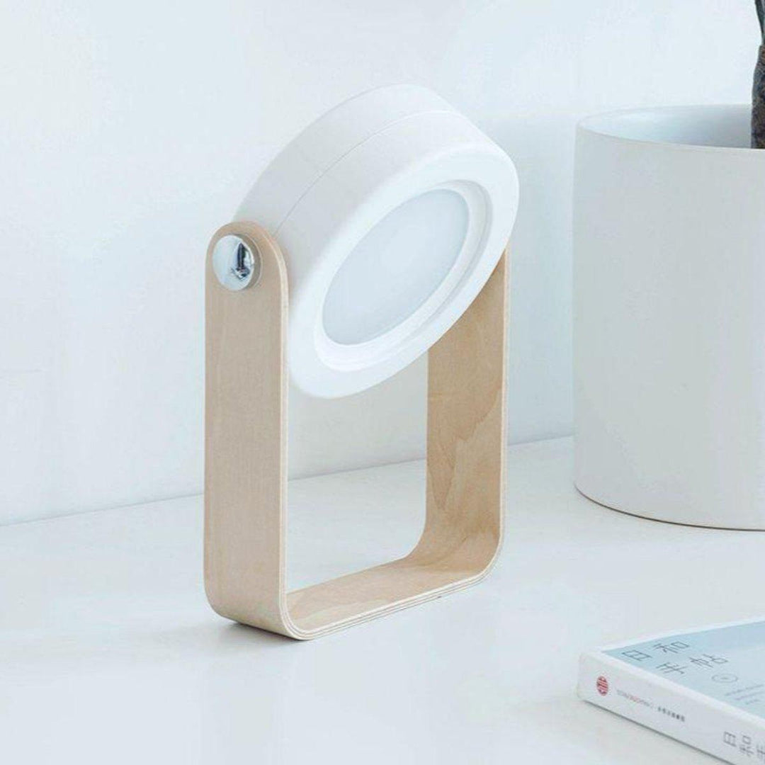 Foldable Night Light with Wooden Handle | Portable LED Reading Lamp &amp; Lantern