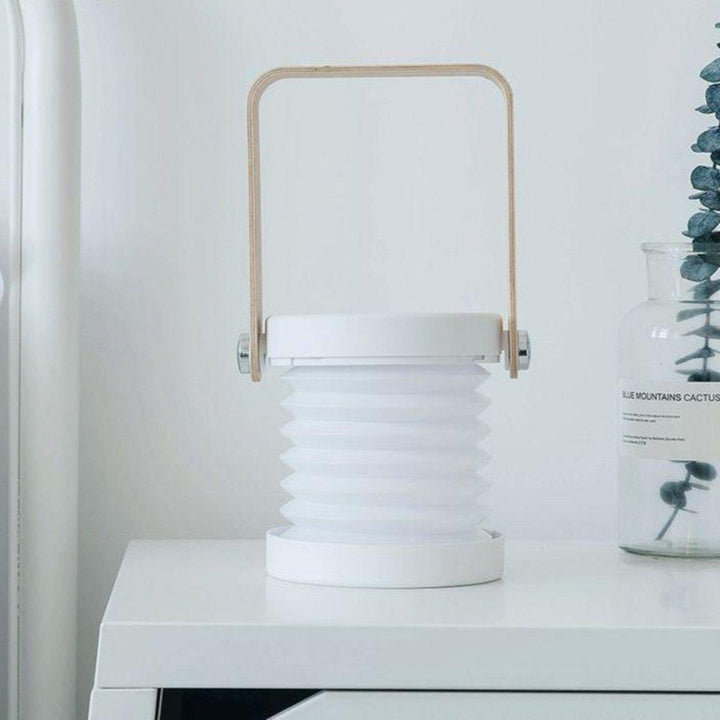 Foldable Night Light with Wooden Handle | Portable LED Reading Lamp &amp; Lantern