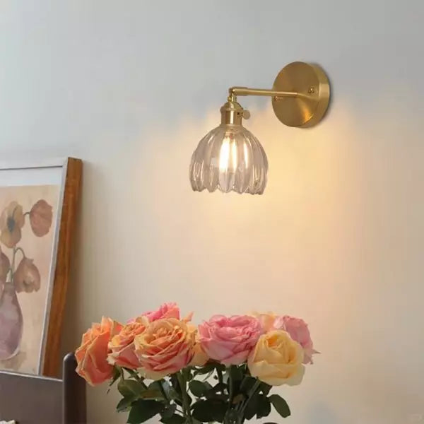 Retro flower bud tulip glass wall lamp