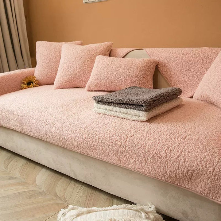 Vallborg | Sherpa Fleece Sofa Cover with Non-Slip &amp; Lint-Free Finish
