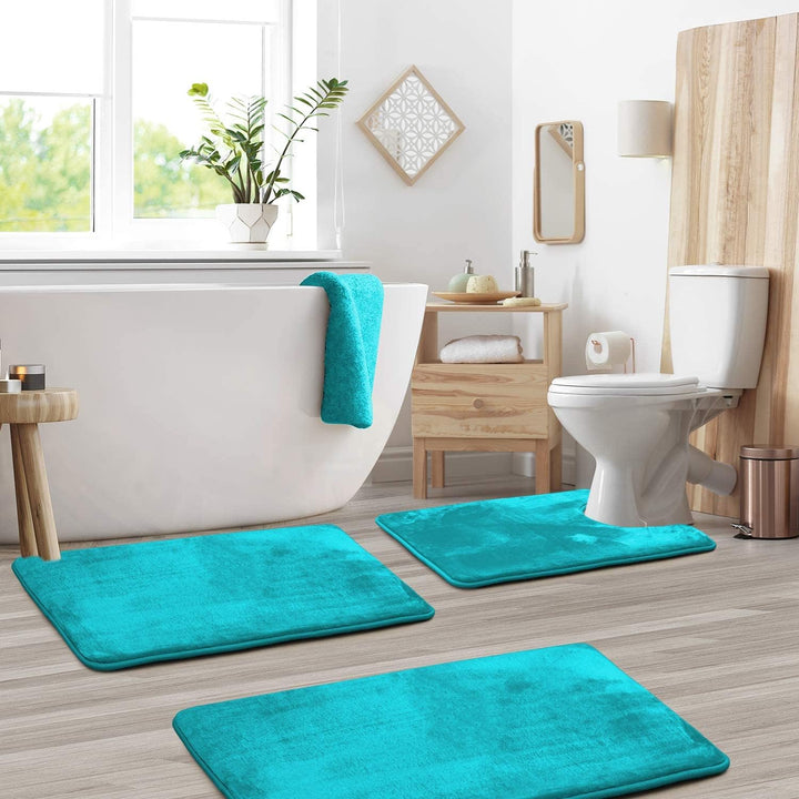 VelvaLuxe Memory Foam Bath Mat Set | 3-piece | Ultra-soft &amp; Non-slip