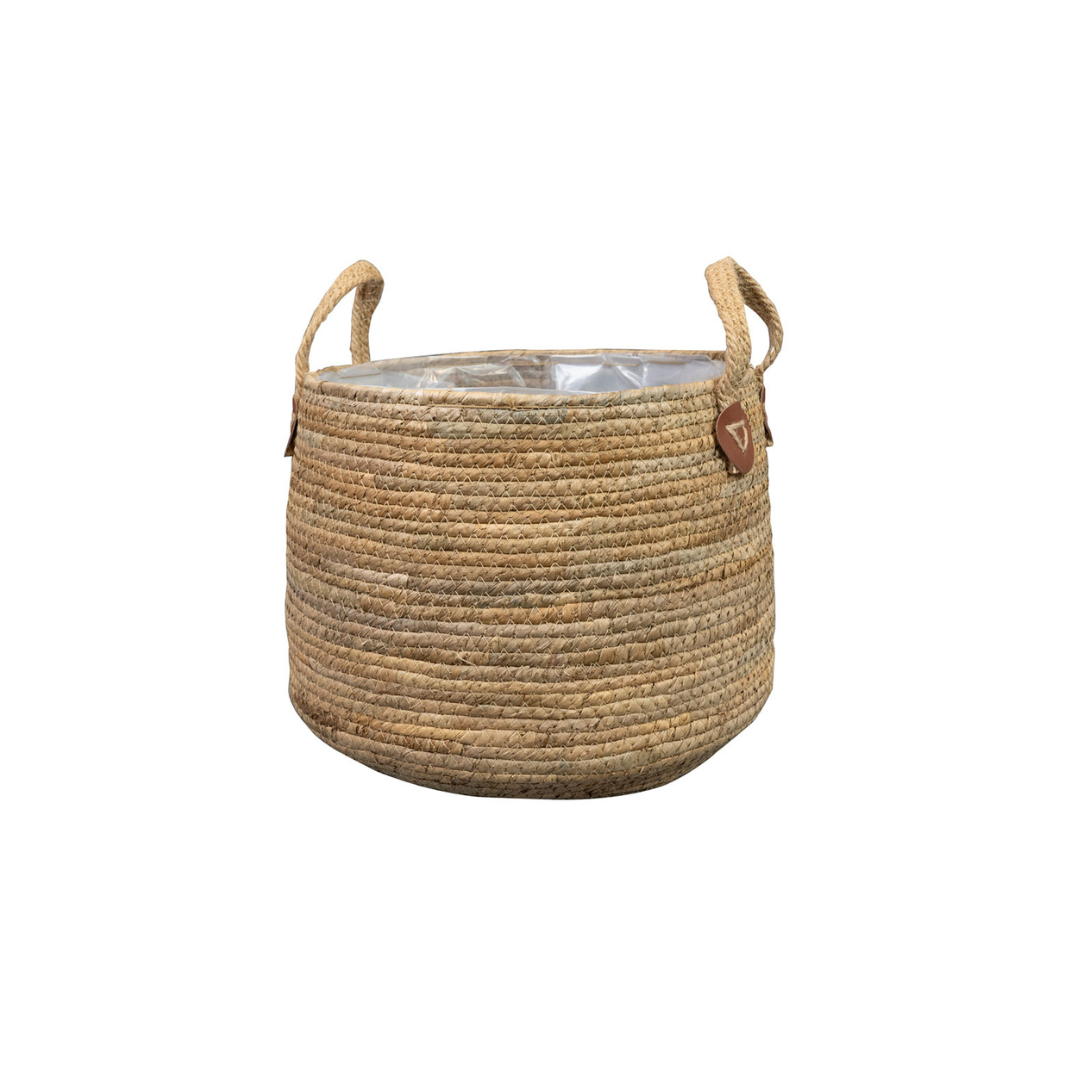 Natural Plant Basket | Handwoven Basket with Handles D43 × H30 cm