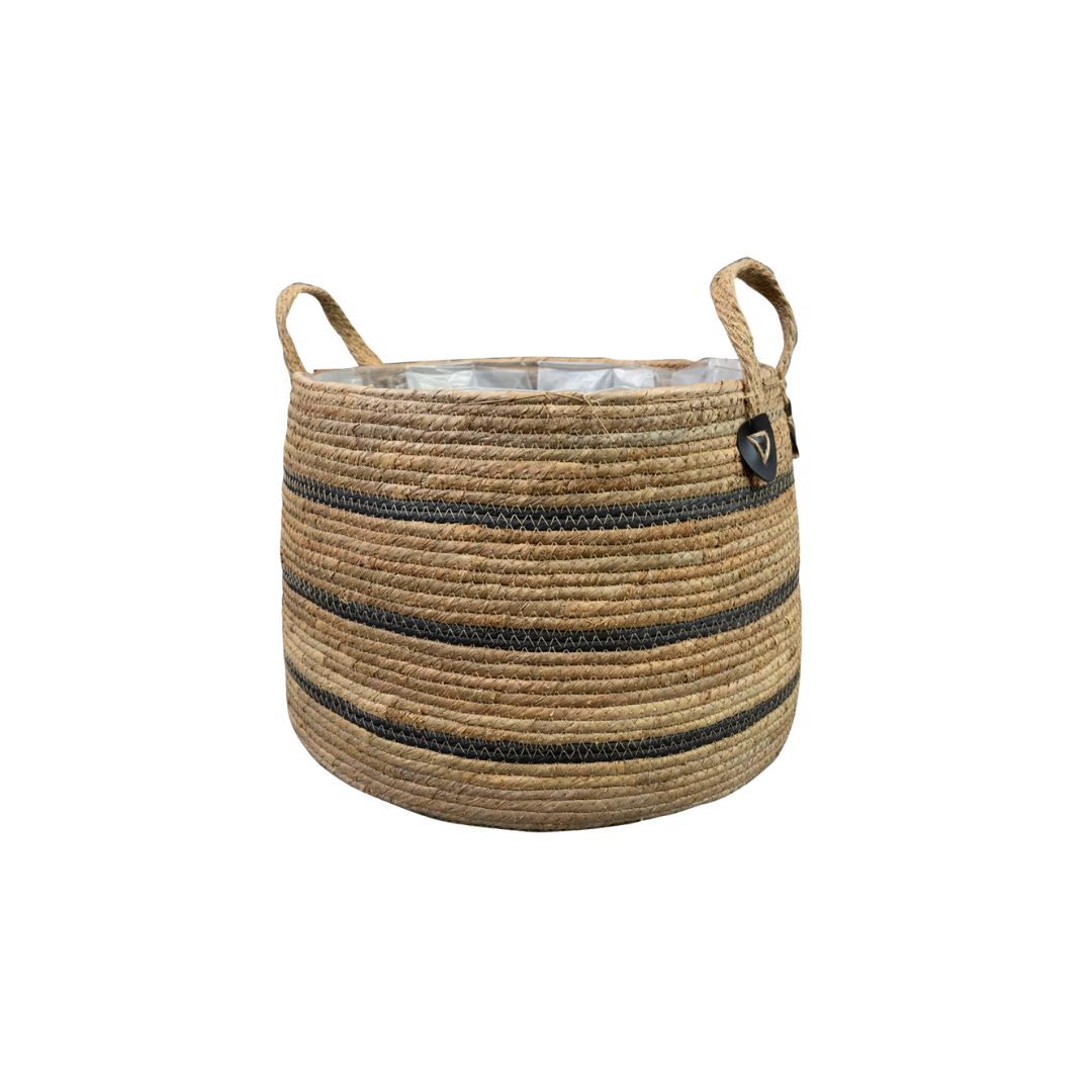 Natural Plant Basket | Handwoven Basket with Handles D43 × H30 cm