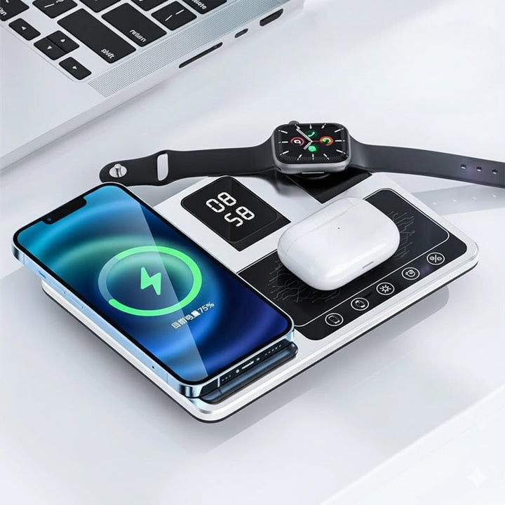ZenCharge Pro 4-in-1 Wireless Charging Station | With Clock Function &amp; Fast Charging