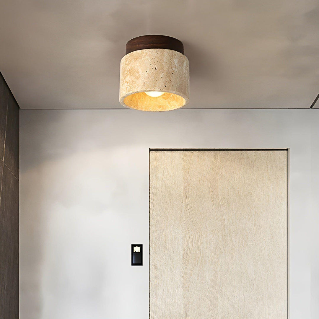LumiStone Glow | Japandi Wall Lamp with Wooden Details