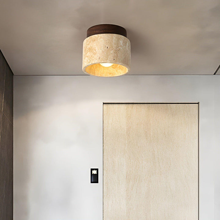 LumiStone Glow | Japandi Wall Lamp with Wooden Details