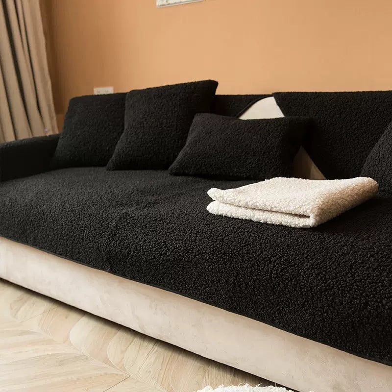 Vallborg | Sherpa Fleece Sofa Cover with Non-Slip &amp; Lint-Free Finish